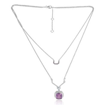 Delicate Blue Topaz and Amethyst Sterling Silver Double Stranded ...